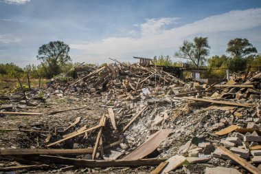 Borivska Selyshchna, Ukrayna, 28 Eylül 2024 Borivska Selyshchna şehri. Rusya ile savaş sırasında, Borivska Selyshchna şehri füzeler tarafından tehdit edildi. Altyapı ve binalar birincil hedeflerdir.