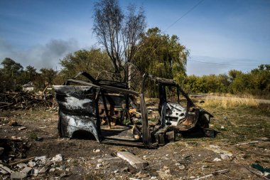 Borivska Selyshchna, Ukrayna, 28 Eylül 2024 Borivska Selyshchna şehri. Rusya ile savaş sırasında, Borivska Selyshchna şehri füzeler tarafından tehdit edildi. Altyapı ve binalar birincil hedeflerdir.