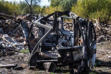 Borivska Selyshchna, Ukrayna, 28 Eylül 2024 Borivska Selyshchna şehri. Rusya ile savaş sırasında, Borivska Selyshchna şehri füzeler tarafından tehdit edildi. Altyapı ve binalar birincil hedeflerdir.