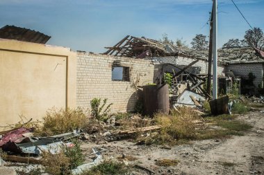 Borova, Ukrayna, 28 Eylül 2024 Borova şehri. Rusya ile savaş sırasında, Borova şehri füzeler tarafından tehdit edildi. Altyapı ve binalar birincil hedeflerdir.