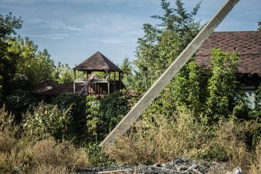 Borova, Ukrayna, 28 Eylül 2024 Borova şehri. Rusya ile savaş sırasında, Borova şehri füzeler tarafından tehdit edildi. Altyapı ve binalar birincil hedeflerdir.