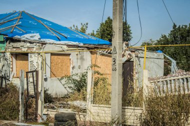 Borova, Ukrayna, 28 Eylül 2024 Borova şehri. Rusya ile savaş sırasında, Borova şehri füzeler tarafından tehdit edildi. Altyapı ve binalar birincil hedeflerdir.