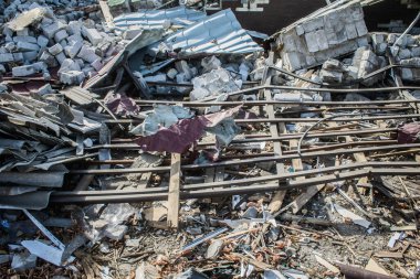 Borova, Ukrayna, 28 Eylül 2024 Borova şehri. Rusya ile savaş sırasında, Borova şehri füzeler tarafından tehdit edildi. Altyapı ve binalar birincil hedeflerdir.