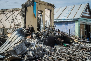 Borova, Ukrayna, 28 Eylül 2024 Borova şehri. Rusya ile savaş sırasında, Borova şehri füzeler tarafından tehdit edildi. Altyapı ve binalar birincil hedeflerdir.