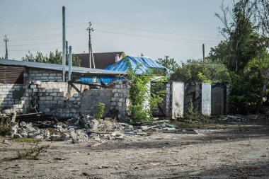 Borova, Ukrayna, 28 Eylül 2024 Borova şehri. Rusya ile savaş sırasında, Borova şehri füzeler tarafından tehdit edildi. Altyapı ve binalar birincil hedeflerdir.