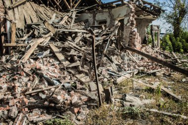 Borova, Ukrayna, 28 Eylül 2024 Borova şehri. Rusya ile savaş sırasında, Borova şehri füzeler tarafından tehdit edildi. Altyapı ve binalar birincil hedeflerdir.