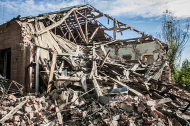 Borova, Ukrayna, 28 Eylül 2024 Borova şehri. Rusya ile savaş sırasında, Borova şehri füzeler tarafından tehdit edildi. Altyapı ve binalar birincil hedeflerdir.