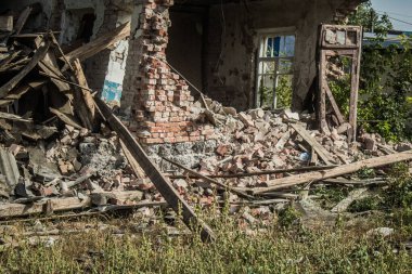 Borova, Ukrayna, 28 Eylül 2024 Borova şehri. Rusya ile savaş sırasında, Borova şehri füzeler tarafından tehdit edildi. Altyapı ve binalar birincil hedeflerdir.