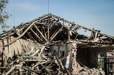 Borova, Ukrayna, 28 Eylül 2024 Borova şehri. Rusya ile savaş sırasında, Borova şehri füzeler tarafından tehdit edildi. Altyapı ve binalar birincil hedeflerdir.