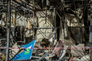 Borova, Ukrayna, 28 Eylül 2024 Borova şehri. Rusya ile savaş sırasında, Borova şehri füzeler tarafından tehdit edildi. Altyapı ve binalar birincil hedeflerdir.
