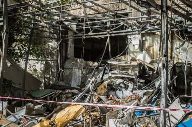 Borova, Ukrayna, 28 Eylül 2024 Borova şehri. Rusya ile savaş sırasında, Borova şehri füzeler tarafından tehdit edildi. Altyapı ve binalar birincil hedeflerdir.