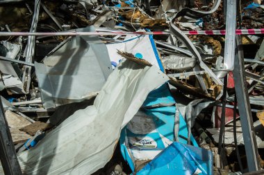 Borova, Ukrayna, 28 Eylül 2024 Borova şehri. Rusya ile savaş sırasında, Borova şehri füzeler tarafından tehdit edildi. Altyapı ve binalar birincil hedeflerdir.