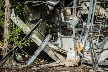 Borova, Ukrayna, 28 Eylül 2024 Borova şehri. Rusya ile savaş sırasında, Borova şehri füzeler tarafından tehdit edildi. Altyapı ve binalar birincil hedeflerdir.