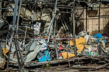Borova, Ukrayna, 28 Eylül 2024 Borova şehri. Rusya ile savaş sırasında, Borova şehri füzeler tarafından tehdit edildi. Altyapı ve binalar birincil hedeflerdir.