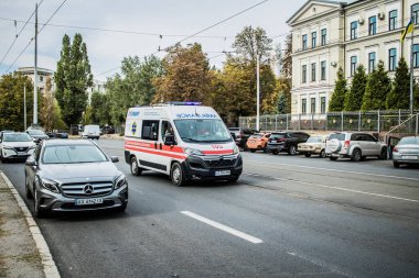 Kharkiv, Ukrayna, 28 Eylül 2024 Kharkiv şehir merkezindeki savaş sırasında Rusya 'nın füzeleri ve sirenleri her gün çalmaktadır.