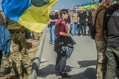 Kharkiv, Ukrayna, 30 Eylül 2024 123. Tabur 'un bölük komutanı Yüzbaşı Maksym Kudrin' in cenazesi. Cenaze töreni Zafer Sokağı mezarlığında yapılacak.