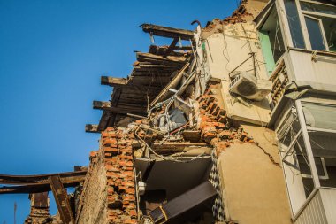 Sumy, Ukrayna, Ekim 04, 2024 Sumy Şehri. Rusya ile savaş sırasında Sumy şehri füzeler tarafından tehdit edildi. Altyapı ve binalar birincil hedeflerdir.