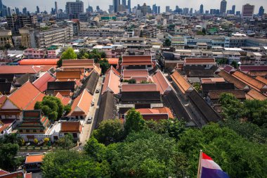 Bangkok, Tayland, 26 Kasım 2024. Tayland 'ın başkenti Bangkok Panoramik Manzarası. Canlı sokak hayatı, zengin kültür mirası, hareketli pazarları ve nefis mutfağıyla ünlüdür..