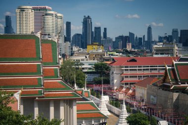 Bangkok, Tayland, 26 Kasım 2024. Tayland 'ın başkenti Bangkok Panoramik Manzarası. Canlı sokak hayatı, zengin kültür mirası, hareketli pazarları ve nefis mutfağıyla ünlüdür..