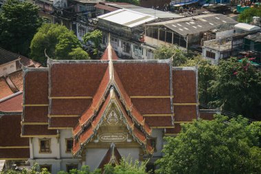 Bangkok, Tayland, 26 Kasım 2024. Tayland 'ın başkenti Bangkok Panoramik Manzarası. Canlı sokak hayatı, zengin kültür mirası, hareketli pazarları ve nefis mutfağıyla ünlüdür..