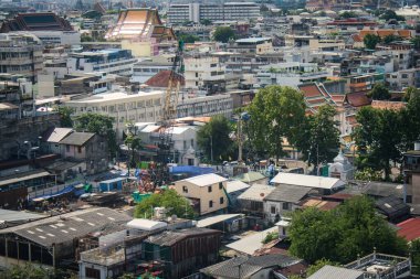 Bangkok, Tayland, 26 Kasım 2024. Tayland 'ın başkenti Bangkok Panoramik Manzarası. Canlı sokak hayatı, zengin kültür mirası, hareketli pazarları ve nefis mutfağıyla ünlüdür..