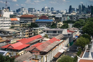 Bangkok, Tayland, 26 Kasım 2024. Tayland 'ın başkenti Bangkok Panoramik Manzarası. Canlı sokak hayatı, zengin kültür mirası, hareketli pazarları ve nefis mutfağıyla ünlüdür..