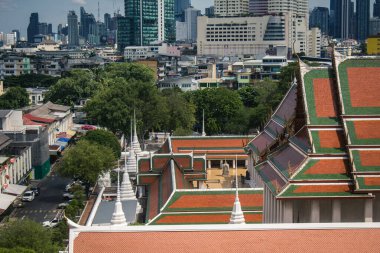 Bangkok, Tayland, 26 Kasım 2024. Tayland 'ın başkenti Bangkok Panoramik Manzarası. Canlı sokak hayatı, zengin kültür mirası, hareketli pazarları ve nefis mutfağıyla ünlüdür..