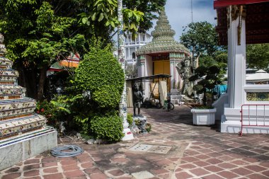Bangkok, Tayland, 12 Aralık 2024 Wat Pho mimarisi, Phra Nakhon Bölgesi 'nde bir Budist tapınak kompleksi. Rattanakosin Adası 'nda, Büyük Saray' ın tam güneyinde..