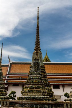 Bangkok, Tayland, 12 Aralık 2024 Wat Pho mimarisi, Phra Nakhon Bölgesi 'nde bir Budist tapınak kompleksi. Rattanakosin Adası 'nda, Büyük Saray' ın tam güneyinde..