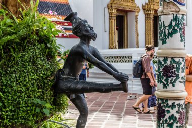 Bangkok, Tayland, 12 Aralık 2024 Wat Pho mimarisi, Phra Nakhon Bölgesi 'nde bir Budist tapınak kompleksi. Rattanakosin Adası 'nda, Büyük Saray' ın tam güneyinde..