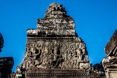 Siem hasadı, Kamboçya, 14 Ocak 2025 Angkor 'da inşa edilen Hindu-Budist bir Budist olan Angkor Wat kompleksindeki Bayon tapınağının mimarisi..