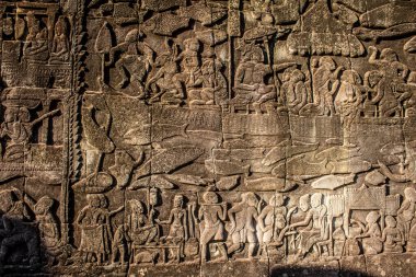 Siem hasadı, Kamboçya, 14 Ocak 2025 Angkor 'da inşa edilen Hindu-Budist bir Budist olan Angkor Wat kompleksindeki Bayon tapınağının mimarisi..