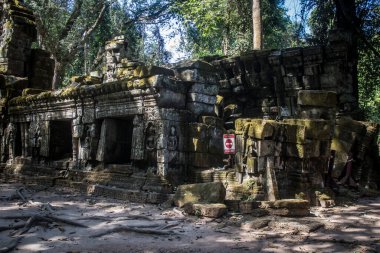 Siem hasadı, Kamboçya, 21 Ocak 2025 'te Angkor Wat kompleksindeki Ta Prohm tapınağının mimarisi, antik Khmer başkenti Angkor' da bulunan bir Hindu-Budist yerleşimi, başlangıçta 1150 yılında inşa edildi..