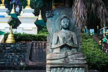 Krabi, Tayland, 15 Ocak 2025 Wat Tham Suea, Krabi 'de bulunan bir Budist tapınağı. Budizm, Tayland 'da yaygın bir dindir. Devlet Budizmi destekliyor ve dini özgürlüğü garanti ediyor.