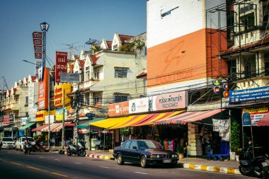 Bangkok, Tayland, 24 Mart 2025 Cityscape ve Tayland 'ın başkenti Bangkok sokakları. Canlı sokak hayatı, zengin kültür mirası, hareketli pazarları ve nefis mutfağıyla ünlüdür.