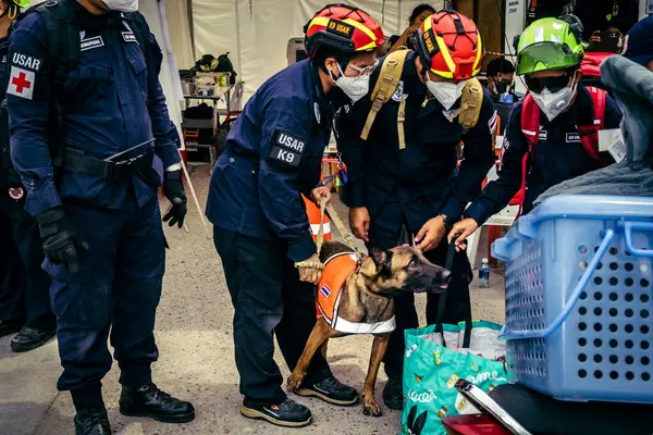 Bangkok, Tayland, 2 Nisan 2025. Bangkok depremi sonrası yıkılan yüksek binaların inşaatında kurtarma ekipleri çalışıyor. Birçok kurban hala enkaz altında..