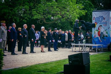 Reims, Fransa, 7 Mayıs 2025 Savaş Anıtı 'nda Özgürlük' ün 80. yıldönümü, Alman silahlı kuvvetlerinin teslim olması ve İkinci Dünya Savaşı 'nın sona ermesi anısına düzenlenen törenler..