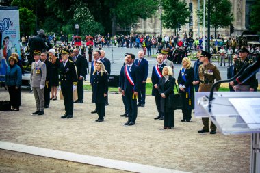 Reims, Fransa, 7 Mayıs 2025 Savaş Anıtı 'nda Özgürlük' ün 80. yıldönümü, Alman silahlı kuvvetlerinin teslim olması ve İkinci Dünya Savaşı 'nın sona ermesi anısına düzenlenen törenler..