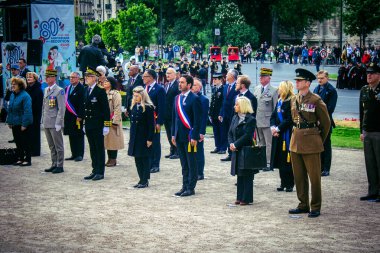 Reims, Fransa, 7 Mayıs 2025 Savaş Anıtı 'nda Özgürlük' ün 80. yıldönümü, Alman silahlı kuvvetlerinin teslim olması ve İkinci Dünya Savaşı 'nın sona ermesi anısına düzenlenen törenler..