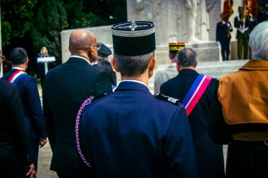 Reims, Fransa, 7 Mayıs 2025 Savaş Anıtı 'nda Özgürlük' ün 80. yıldönümü, Alman silahlı kuvvetlerinin teslim olması ve İkinci Dünya Savaşı 'nın sona ermesi anısına düzenlenen törenler..