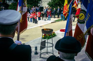 Reims, Fransa, 7 Mayıs 2025 Alman silahlı kuvvetlerinin 80. kuruluş yıldönümü ve 2. Dünya Savaşı 'nın bitişi 7 Mayıs 1945' te Reims Roosevelt Lisesi 'nde imzalandı..