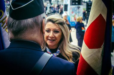 Reims, Fransa, 7 Mayıs 2025 Patricia Miralls, Silahlı Kuvvetler Bakanı, Reims şehrindeki özgürlüğün 80. yıldönümünün anısına katıldı..