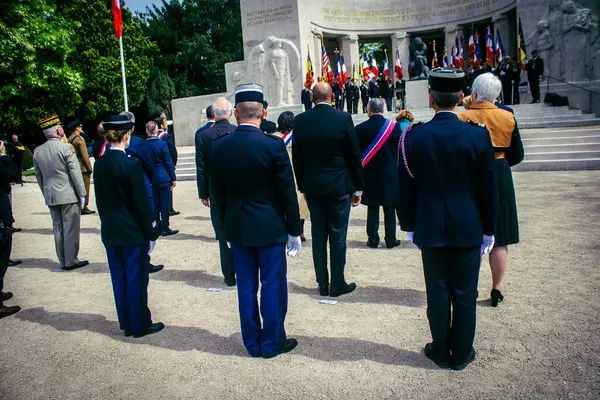 Reims, Fransa, 7 Mayıs 2025 Savaş Anıtı 'nda Özgürlük' ün 80. yıldönümü, Alman silahlı kuvvetlerinin teslim olması ve İkinci Dünya Savaşı 'nın sona ermesi anısına düzenlenen törenler..