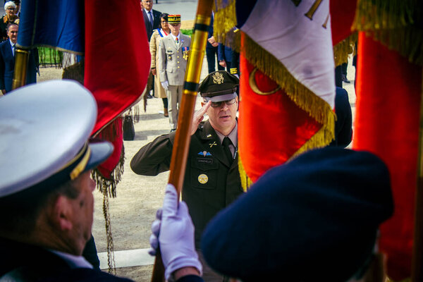Reims, France, May 7, 2025 At the War Memorial, commemorations on the 80th anniversary of the Liberation, the surrender of the German armed forces and the end of the Second World War.