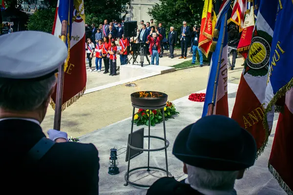 Reims, Fransa, 7 Mayıs 2025 Alman silahlı kuvvetlerinin 80. kuruluş yıldönümü ve 2. Dünya Savaşı 'nın bitişi 7 Mayıs 1945' te Reims Roosevelt Lisesi 'nde imzalandı..