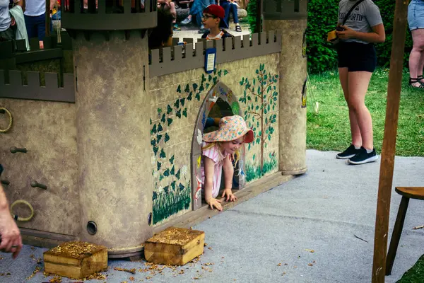 Reims, Fransa, 31 Mayıs 2025 Eğlence, Jean d 'Arc önderliğindeki Charles VII' nin taç giyme töreninde 17 Temmuz 1429 'da Reims' de gerçekleşti..