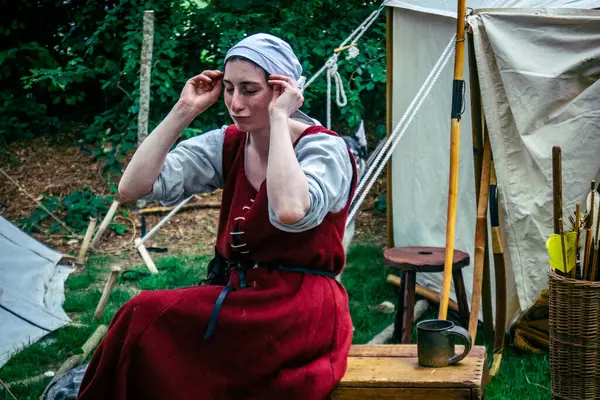 Reims, Fransa, 31 Mayıs 2025 Eğlence, Jean d 'Arc önderliğindeki Charles VII' nin taç giyme töreninde 17 Temmuz 1429 'da Reims' de gerçekleşti..