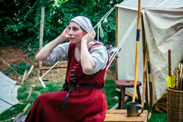 Reims, Fransa, 31 Mayıs 2025 Eğlence, Jean d 'Arc önderliğindeki Charles VII' nin taç giyme töreninde 17 Temmuz 1429 'da Reims' de gerçekleşti..