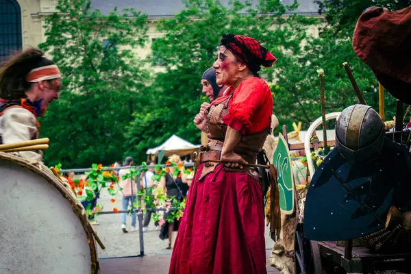 Reims, Fransa, 31 Mayıs 2025 Eğlence, Jean d 'Arc önderliğindeki Charles VII' nin taç giyme töreninde 17 Temmuz 1429 'da Reims' de gerçekleşti..