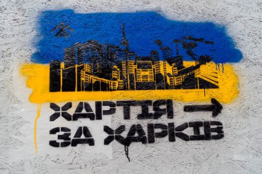 Kharkiv, Ukrayna, 22 Haziran 2025. Ruslar tarafından esir tutulan Azov askerlerinin serbest bırakılmasını protesto ediyorlar. Gösteri Harkiv 'de gerçekleşti.